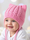 Вязаная однослойная шапочка с завязками фото 1 &mdash; MamaEmma.ru