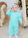 Шерстяной комбинезон для новорожденных, мятный фото 8 &mdash; MamaEmma.ru