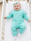 Шерстяной комбинезон для новорожденных, мятный фото 3 &mdash; MamaEmma.ru