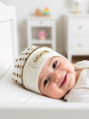 Шапочка однослойная для новорожденного Горошек экрю фото 4 &mdash; MamaEmma.ru