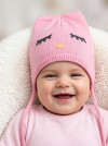 Хлопковая шапочка на подкладке Pupill Sleepy розовая фото 2 &mdash; MamaEmma.ru