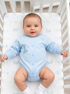 Тёплый боди для новорождённого Зайка голубой фото 3 &mdash; MamaEmma.ru