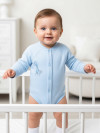 Тёплый боди для новорождённого Зайка голубой фото 2 &mdash; MamaEmma.ru